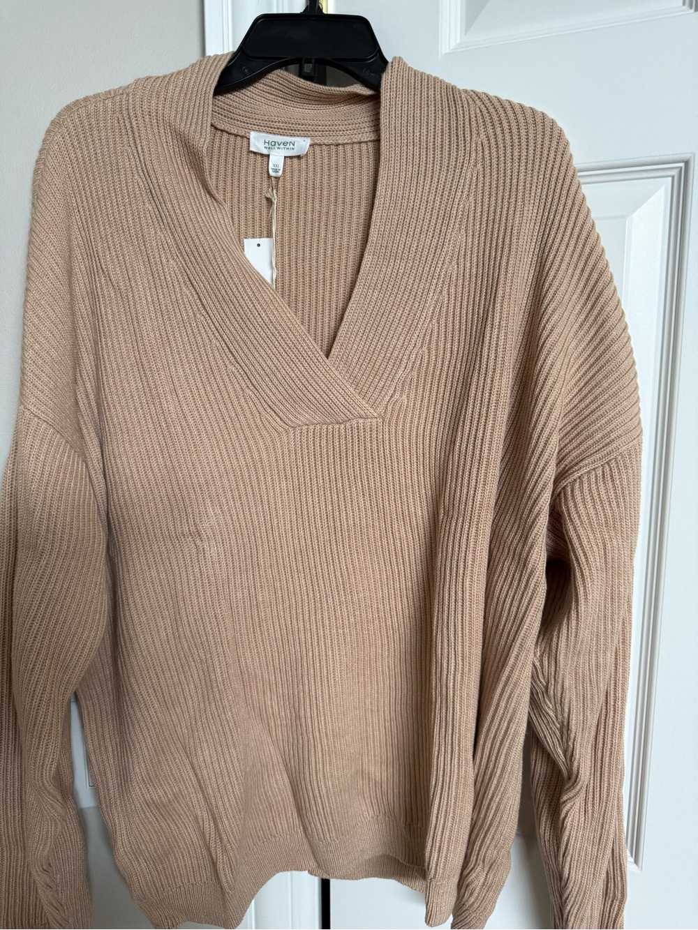 Ann Taylor Women's V-Neck Ribbed Cashmere Sweater - Beige